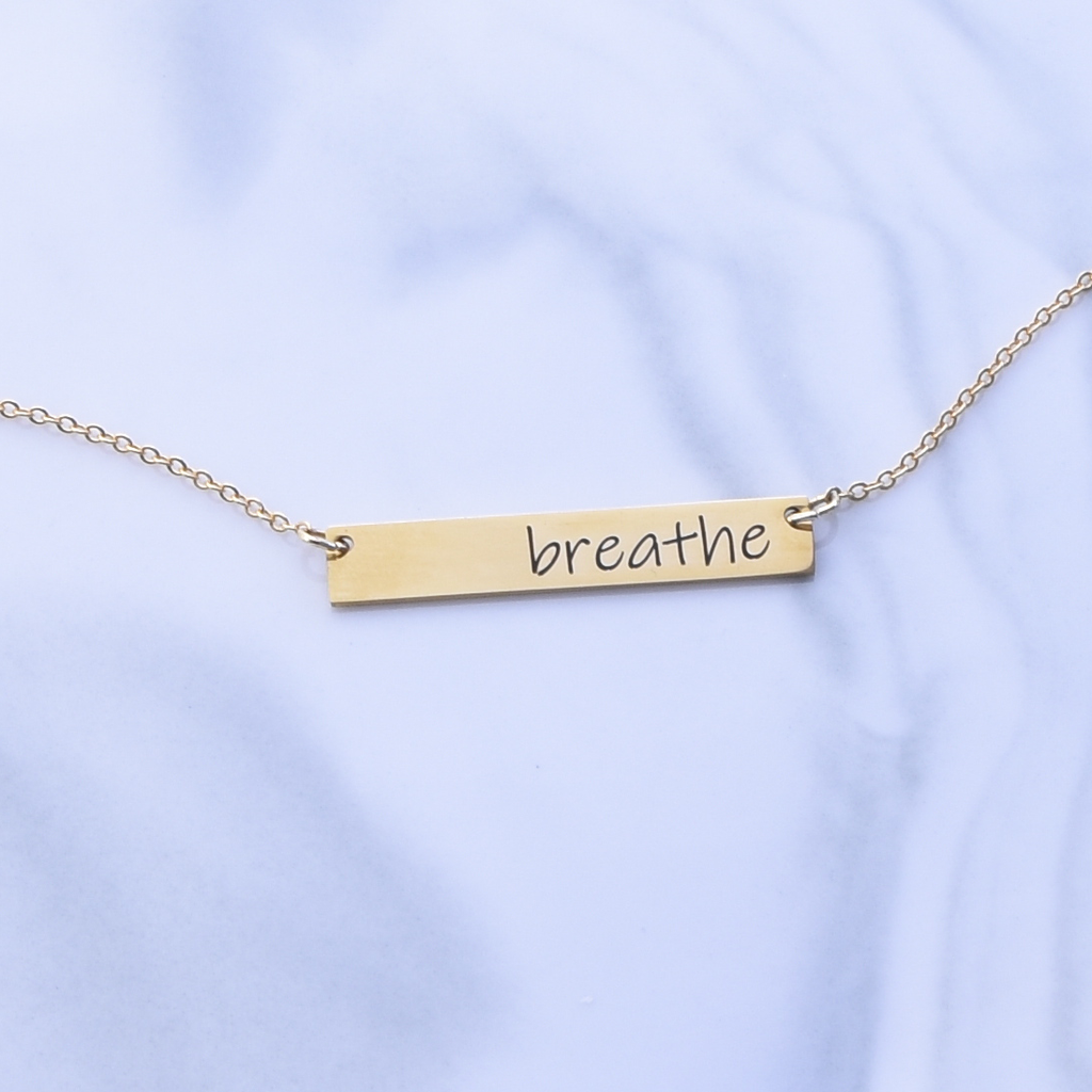 Inspirational Necklace-Silver, rose gold or 16k gold plated Bar Necklace, Personalized Word Necklace