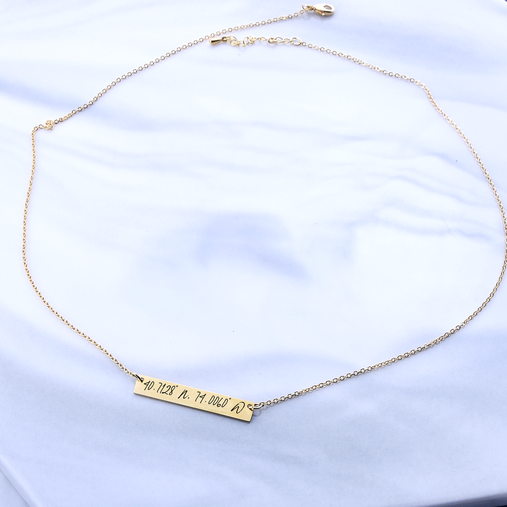 Custom coordinates necklace, GPS location necklace, Latitude Longitude Necklace Bar Necklace