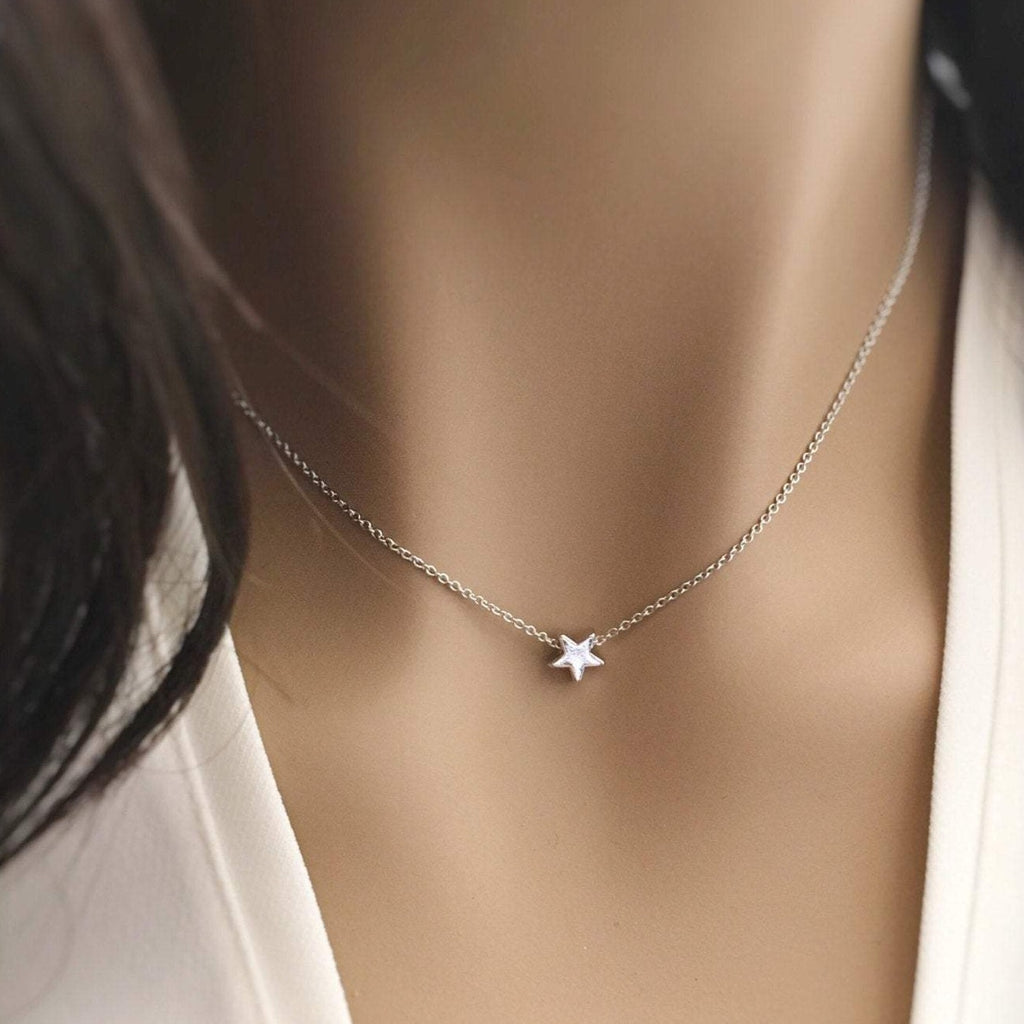 Tiny star necklace- silver rose gold or 16k gold- dainty layering necklace,bridesmaid gift,teen gift,best friend gift celestial jewelry
