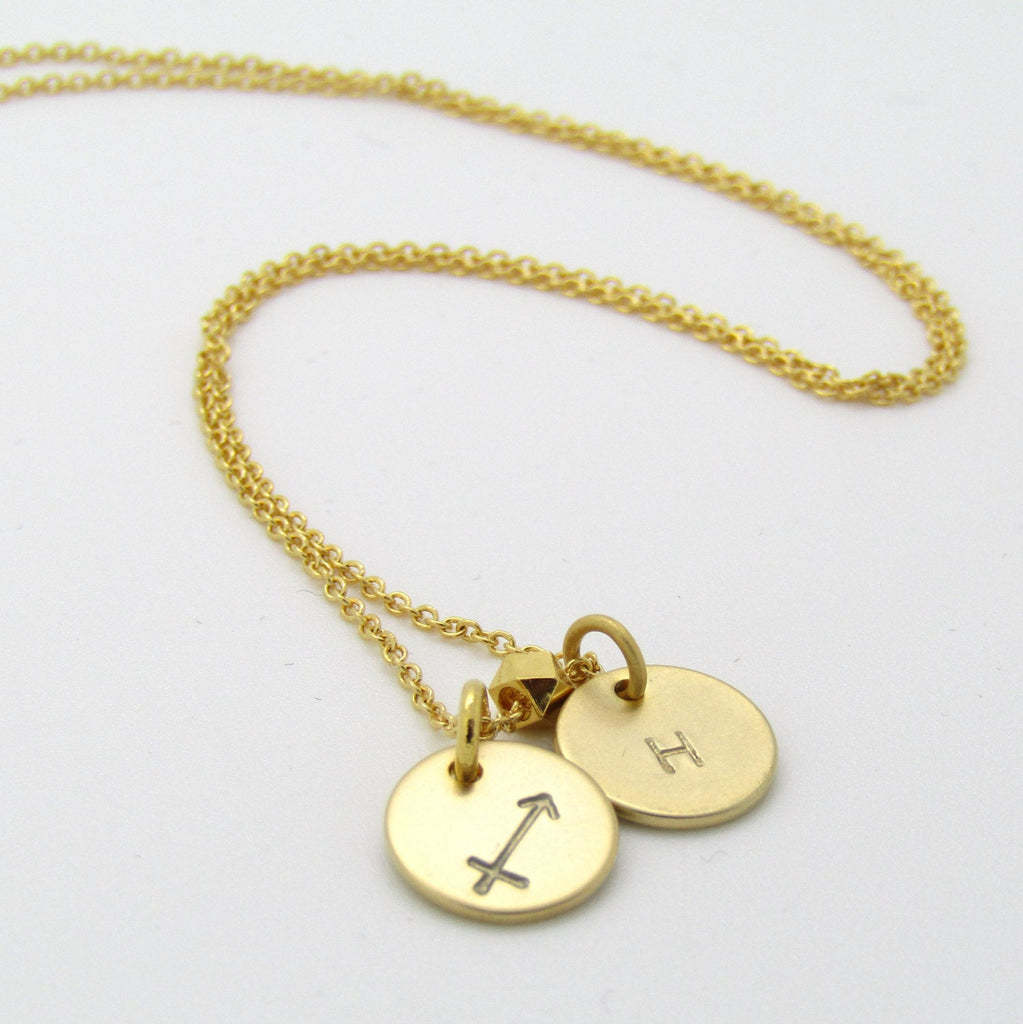 Personalized Zodiac Necklace- Zodiac Symbol Necklace- Starsign Necklace- Zodiac Jewelry-Silver Rose Gold or Gold Zodiac and Initial Necklace
