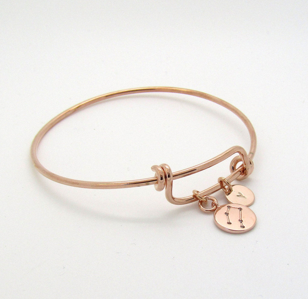 Gemini Bracelet-Custom Bangles-Personalized Zodiac Bracelet-Custom Initial Bracelet-Initial Jewellery-Birthday Gifts For Sister