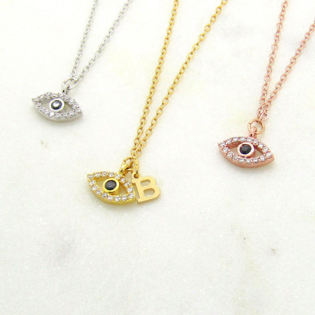 Evil Eye and Initial Choker-Personalized Evil Eye Necklace-Evil Eye Jewelry-Personalized Chokers-Women's Necklaces Gifts For Her-Lucky Eye