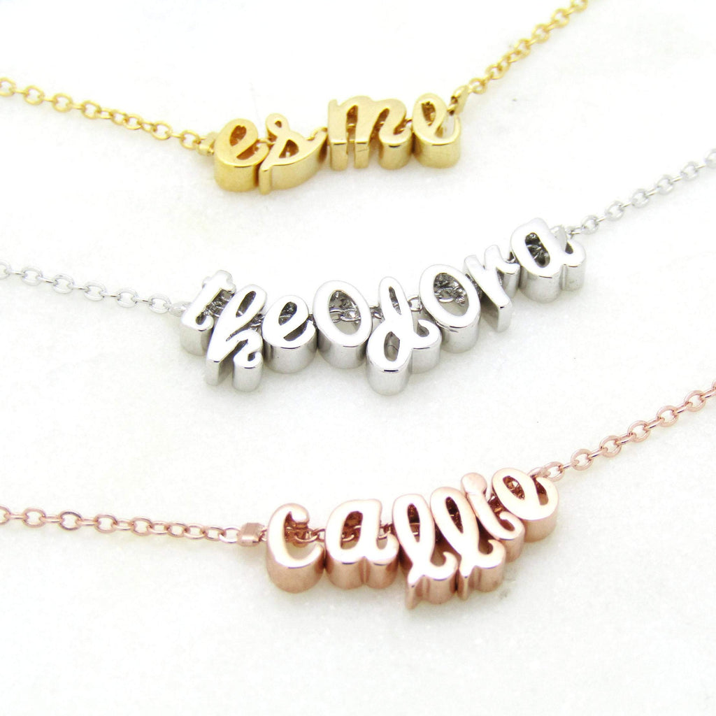 Children's Lowercase Cursive Script Name Necklace, Flower Girl Gift Necklace, Kids Jewelry