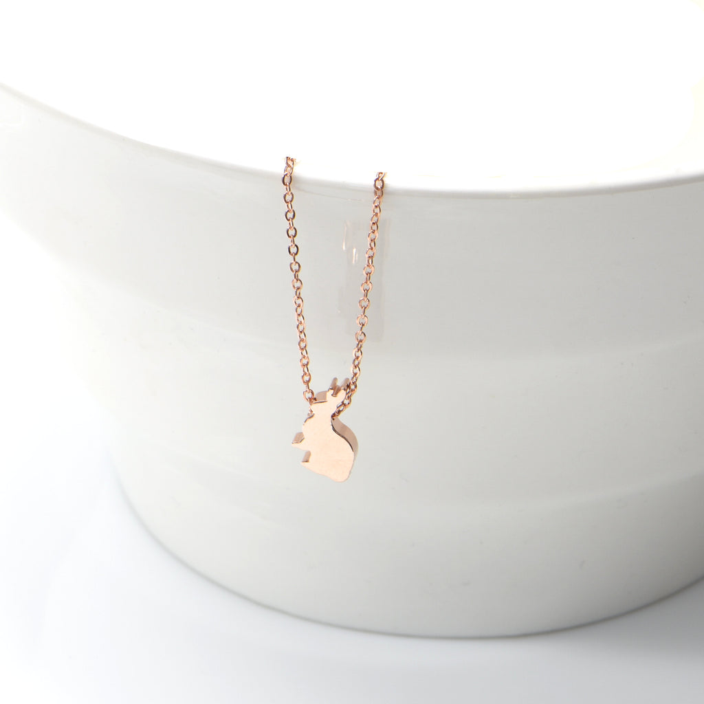 Bunny Rabbit Necklace-Initial Necklace-Easter Jewelry Necklace-Silver Rose Gold or 16k Gold Plated-Animal Nature Lover Gift-Christmas Gifts