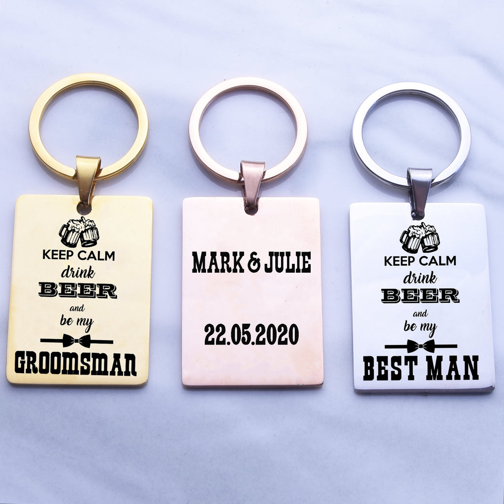 Best Man Gift Groomsmen Gift Bridal Party Gift Keep Calm Key Chain