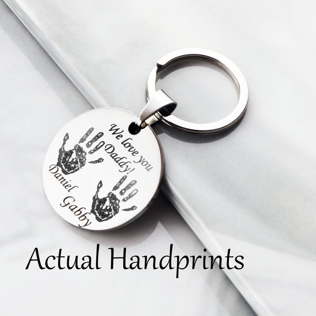 Fathers Day Gifts Dad Keychain Gifts for dad fathers keychain kids footprint keychain kids handprint keychain for dad engraved dad gifts