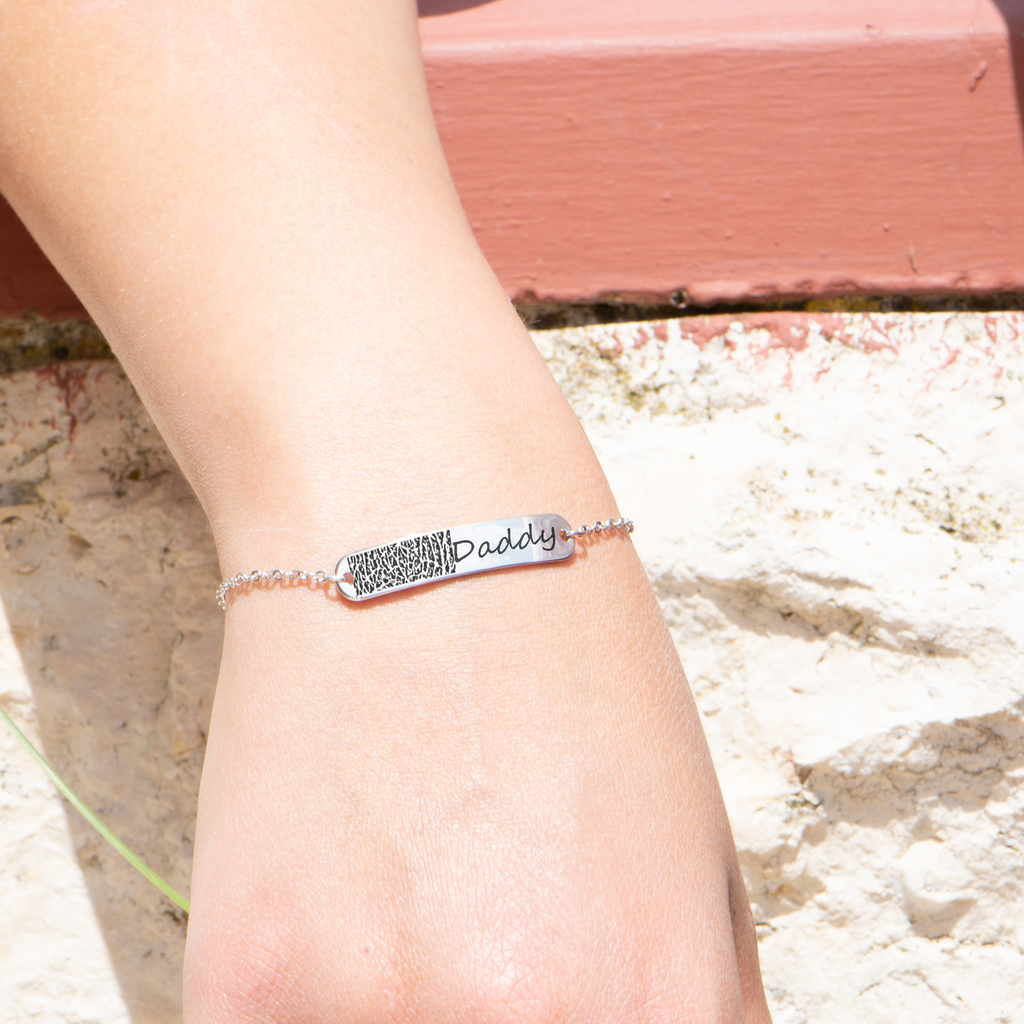 Personalized Fingerprint Bracelet Gifts for Her Finger Print Name Bracelet Wedding Anniversary Gift