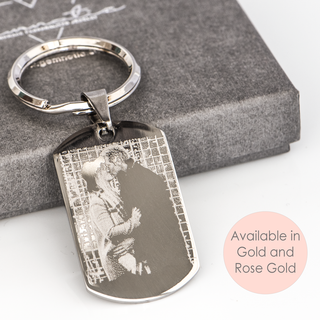 Engraved Photo Key Chain Personalized Boyfriend Girlfriend Gifts Stainless Steel