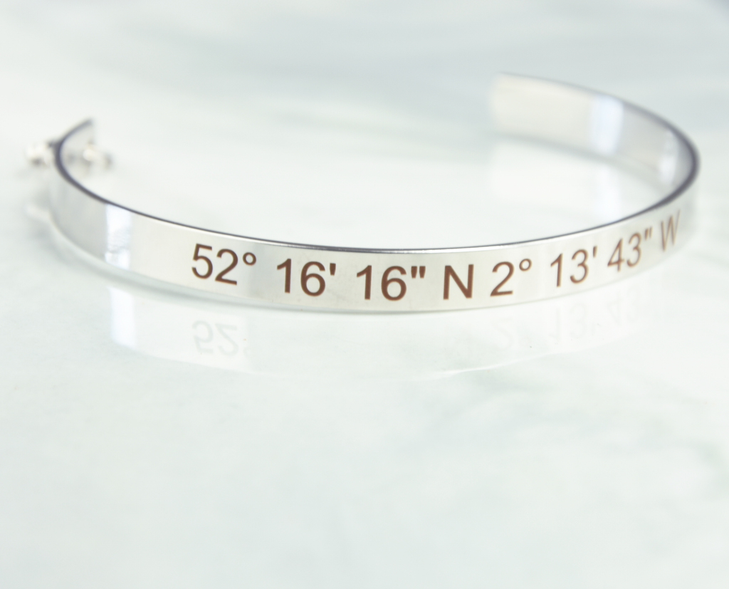 Custom coordinates cuff-Silver, rose gold or 16k gold plated coordinates bracelet