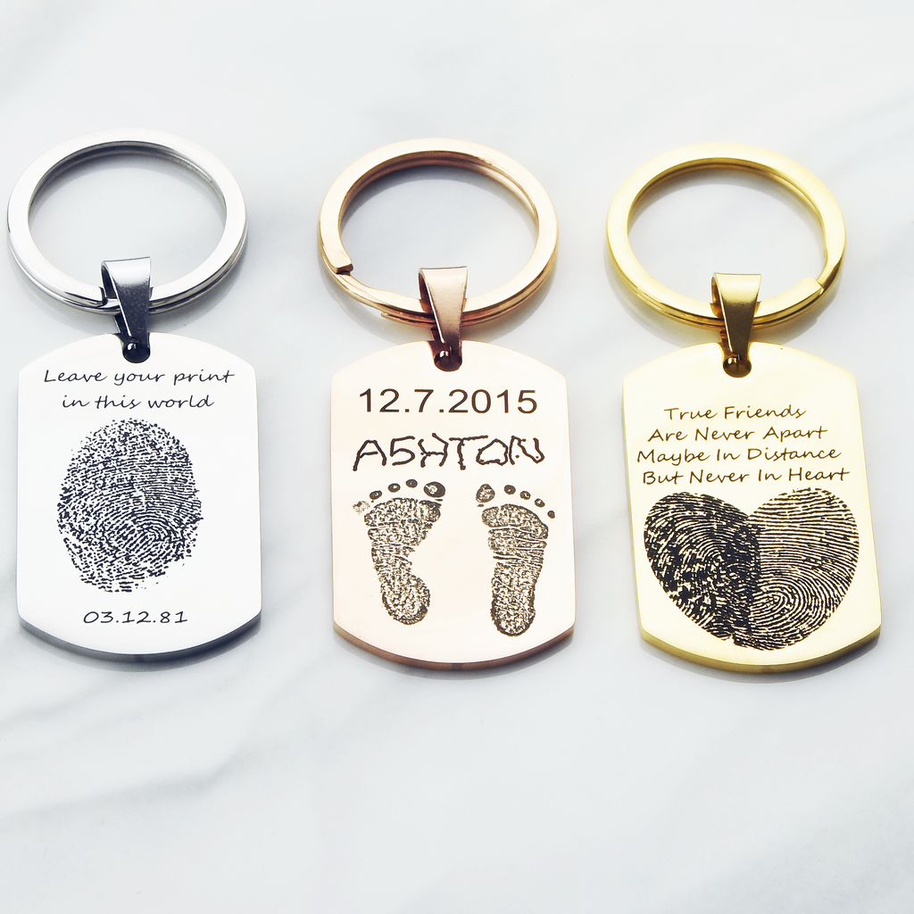 Actual finger print key chain, best friend gift, personalized key chain, fingerprint keyring