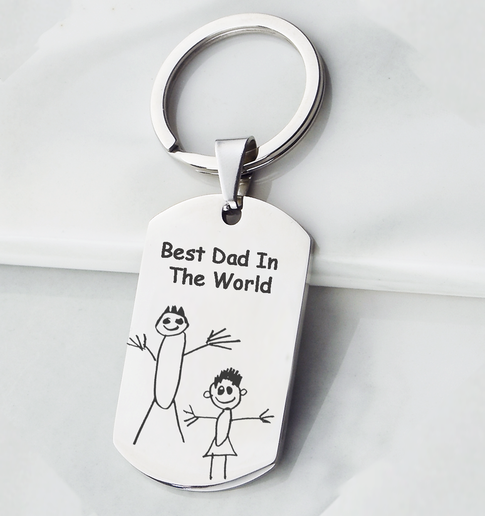 Fathers Day Gifts Actual Fingerprint Key Chain Hand Print Key Chain