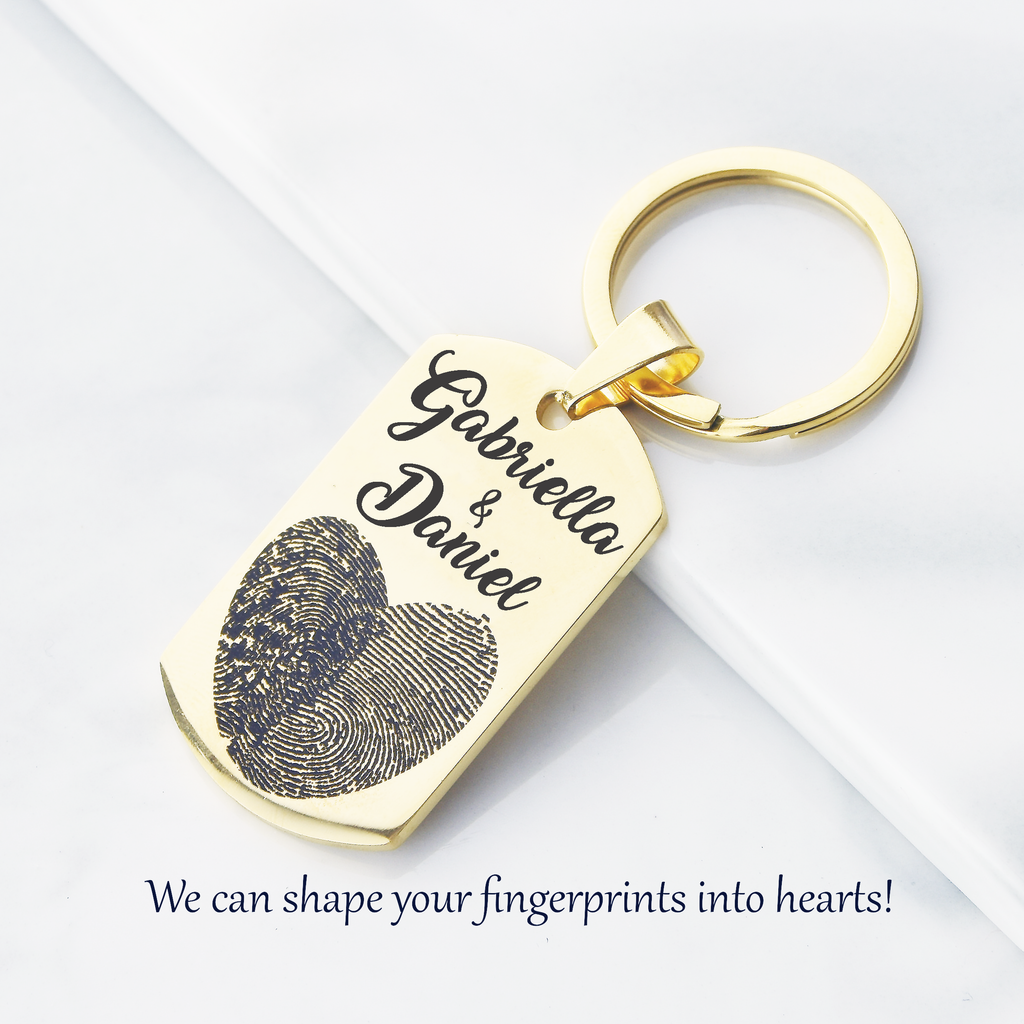 Fathers Day Gifts Actual Fingerprint Key Chain Hand Print Key Chain