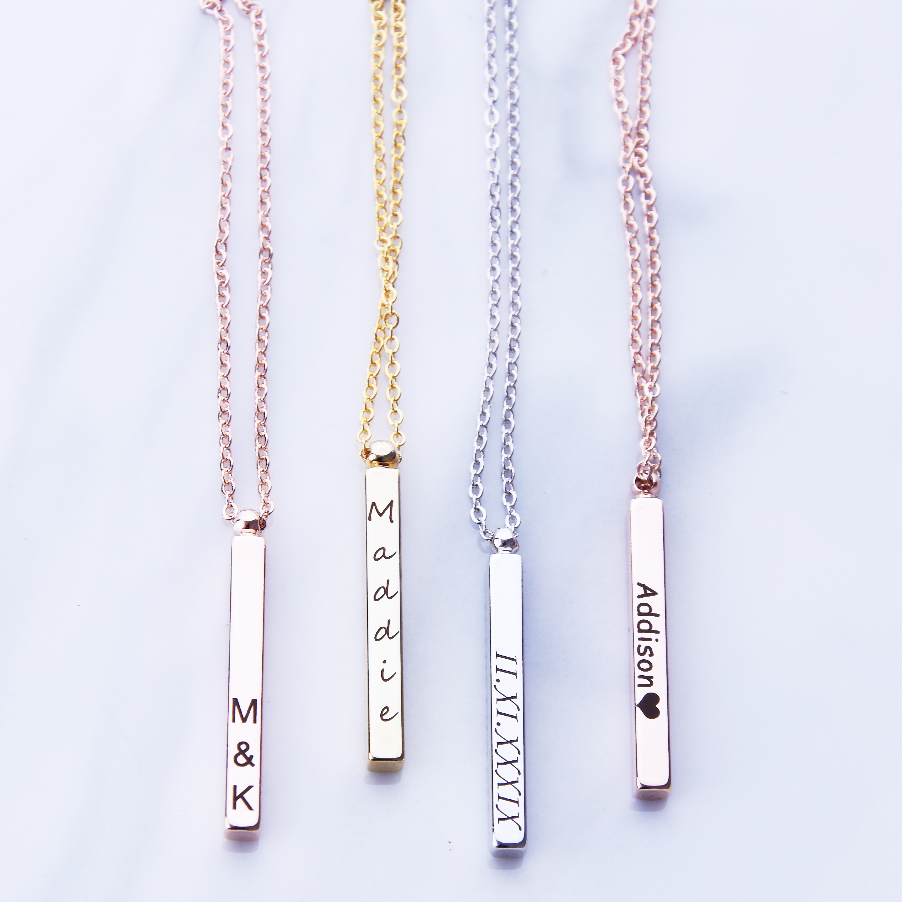 Custom Engraved Vertical Bar Necklace for Men Gullei.com