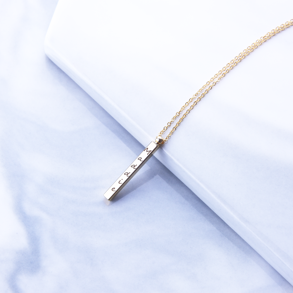 Vertical Bar Necklace 4 Sided, 3D Stick Necklace, Bridesmaid Gift