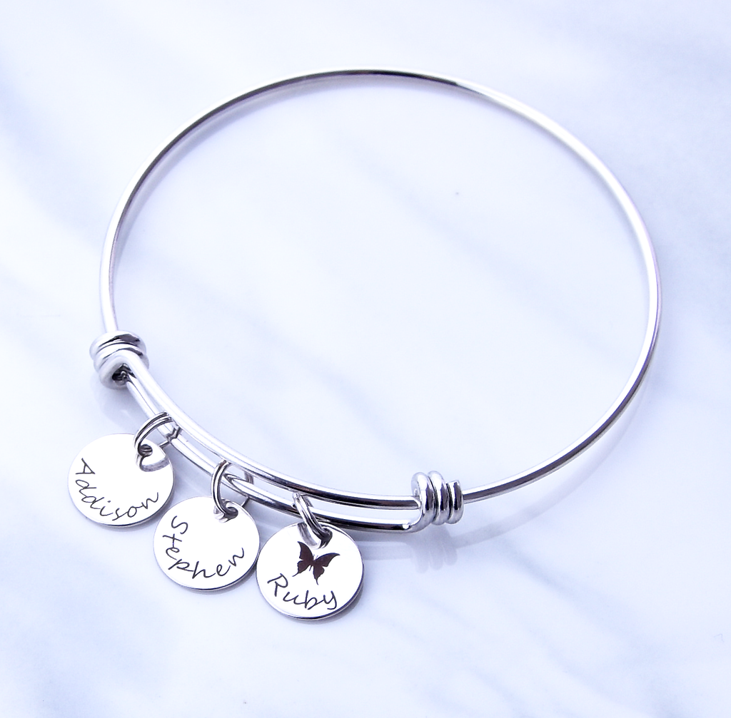 <transcy>Benutzerdefinierte Armband mit Kindernamen, personalisierte Mutter Geschenk, Mutter Armband, Tante Geschenk</transcy>