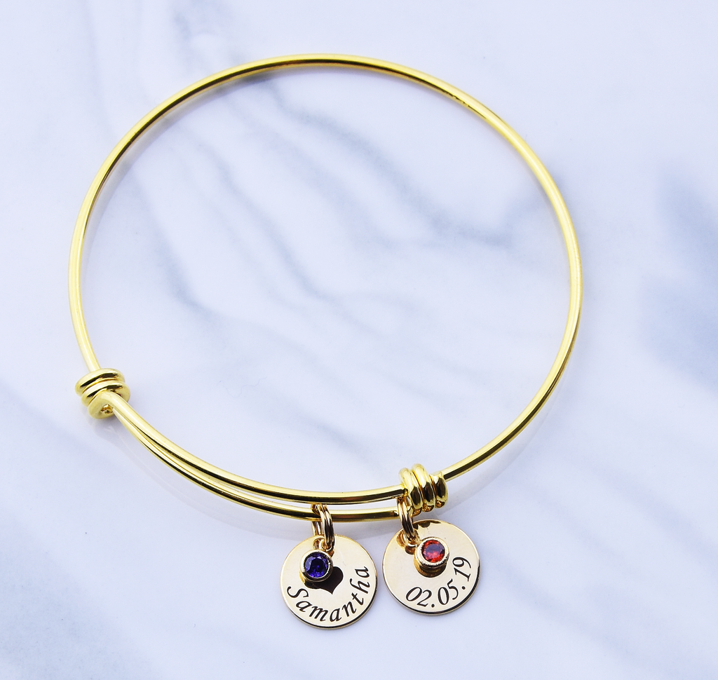 <transcy>Bracciale birthstone, bracciale famiglia argento oro rosa oro, bracciale personalizzato con nomi di bambini</transcy>