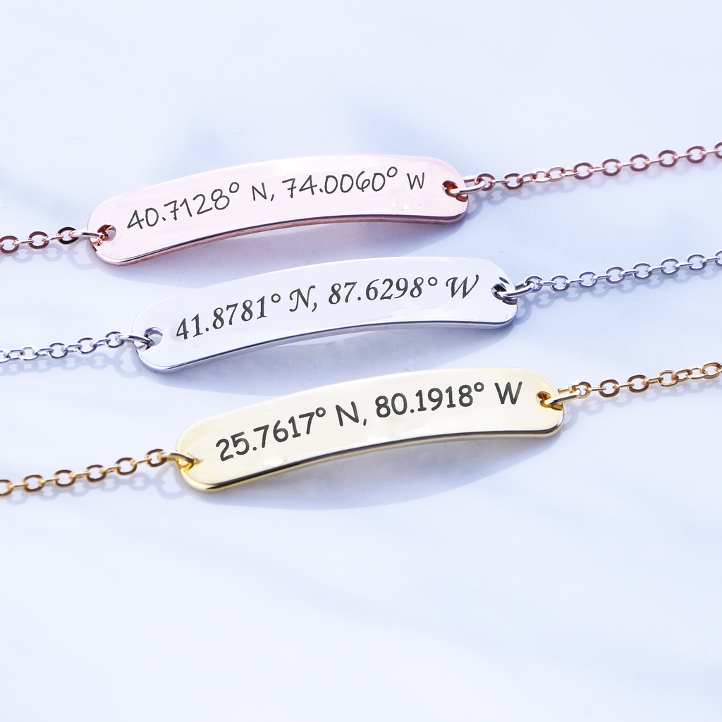Coordinates Location GPS Bracelet Personalized Wedding Party Gifts Anniversary Gift Girlfriend Gift