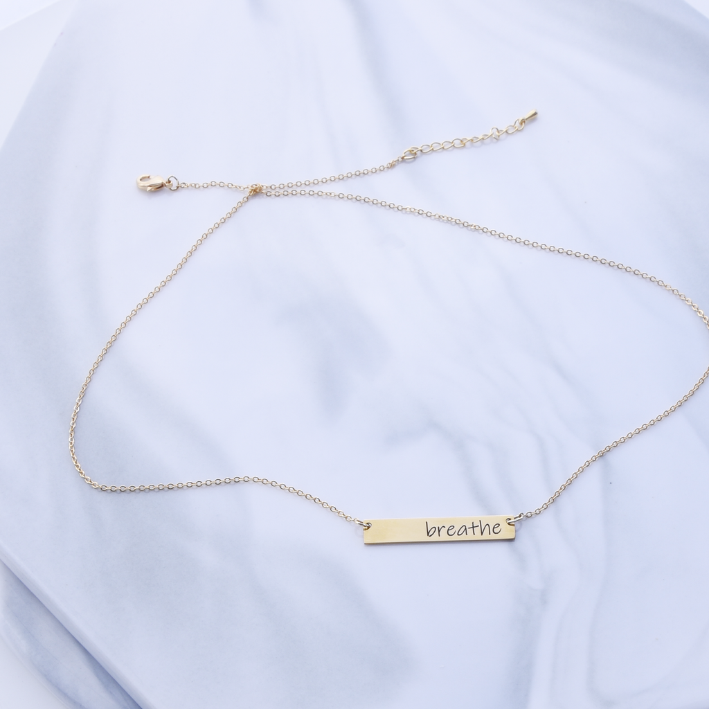 <transcy>Inspirierende Halskette - Silber, Roségold oder 16 Karat vergoldete Bar-Halskette, personalisierte Wortkette</transcy>