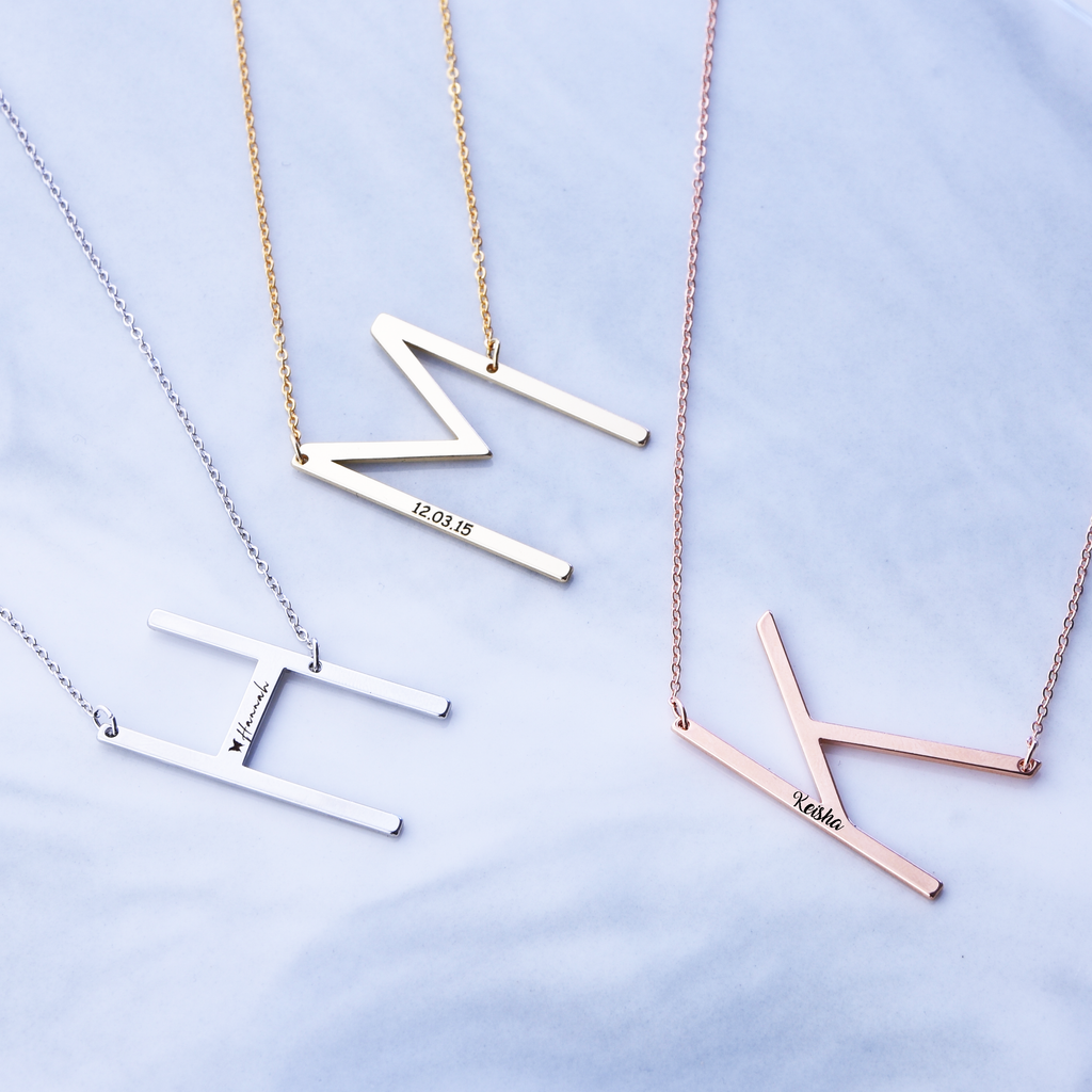 <transcy>Collier personnalisé grand collier initial nom lettre collier cadeaux pour elle</transcy>