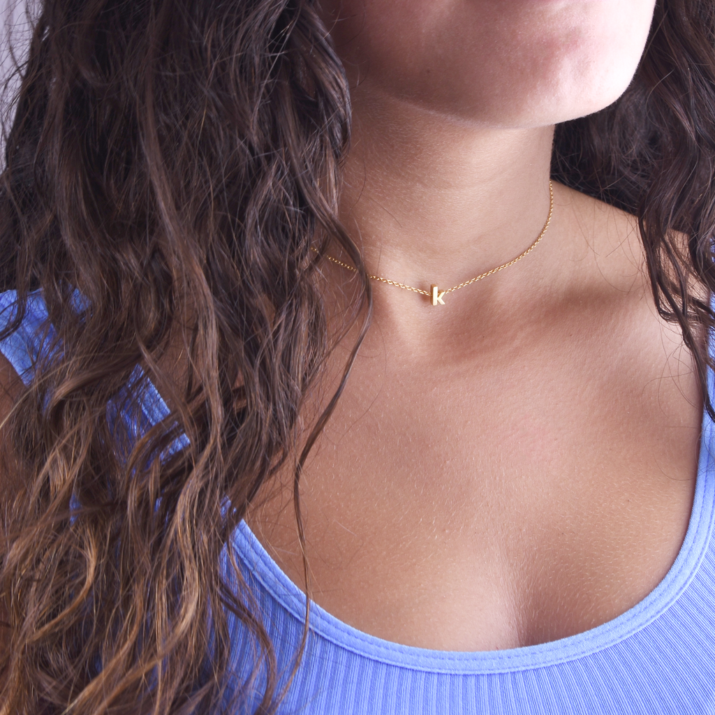 Initial choker rose gold silver or gold dainty letter choker minimal delicate lowercase