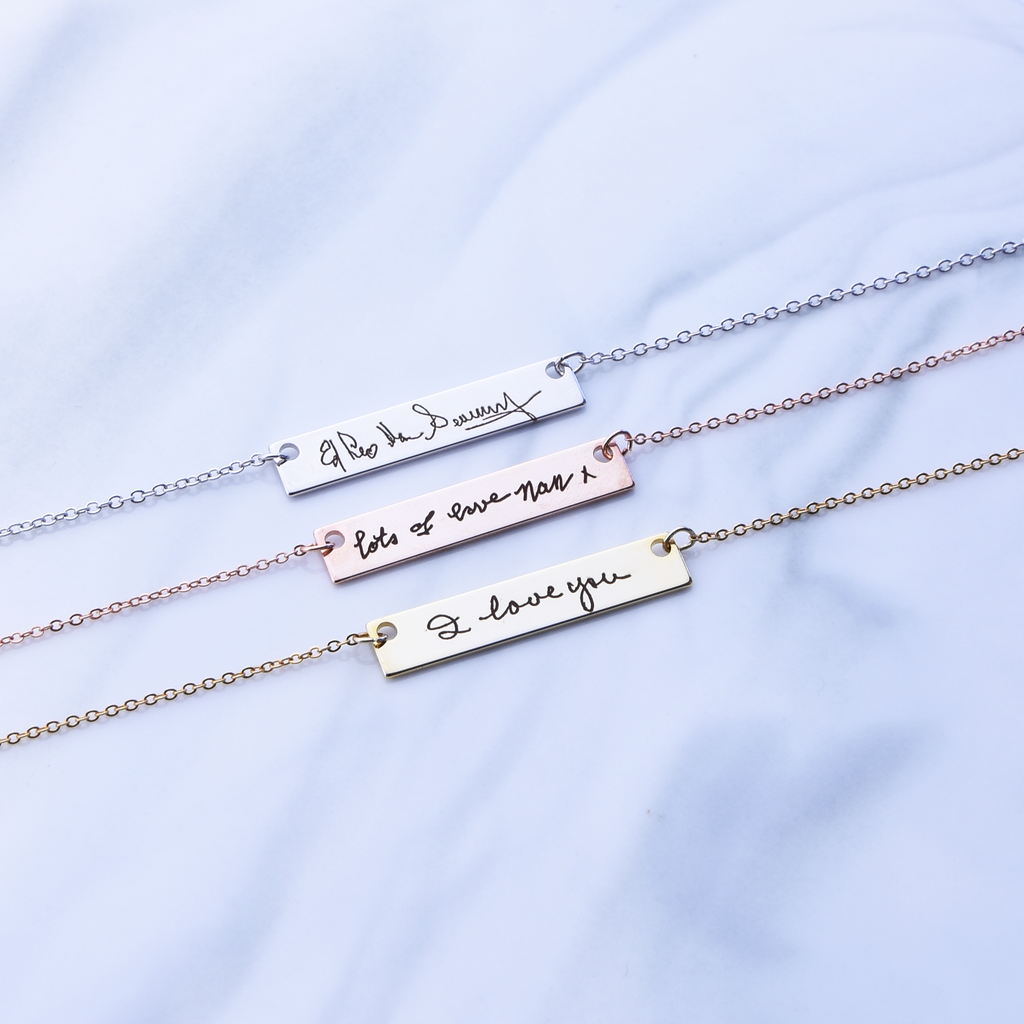 <transcy>Collier d&#39;écriture réelle Bijoux d&#39;écriture manuscrite personnalisés Cadeaux uniques pour collier Signature d&#39;amis</transcy>