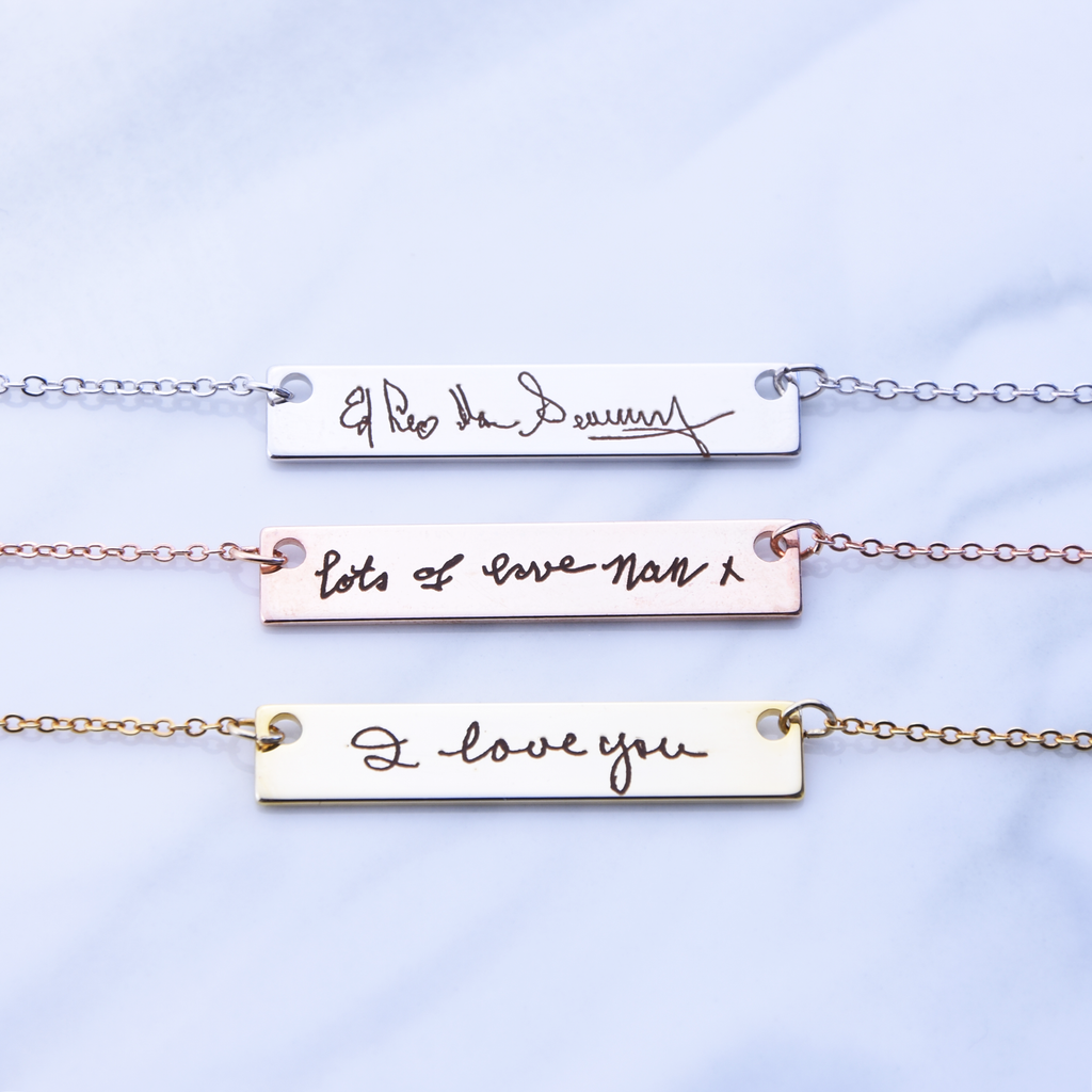 <transcy>Collier d&#39;écriture réelle Bijoux d&#39;écriture manuscrite personnalisés Cadeaux uniques pour collier Signature d&#39;amis</transcy>