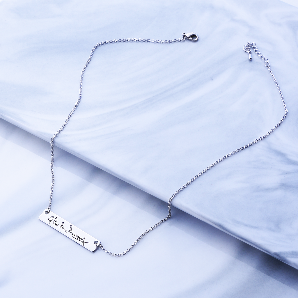 <transcy>Collier d&#39;écriture réelle Bijoux d&#39;écriture manuscrite personnalisés Cadeaux uniques pour collier Signature d&#39;amis</transcy>