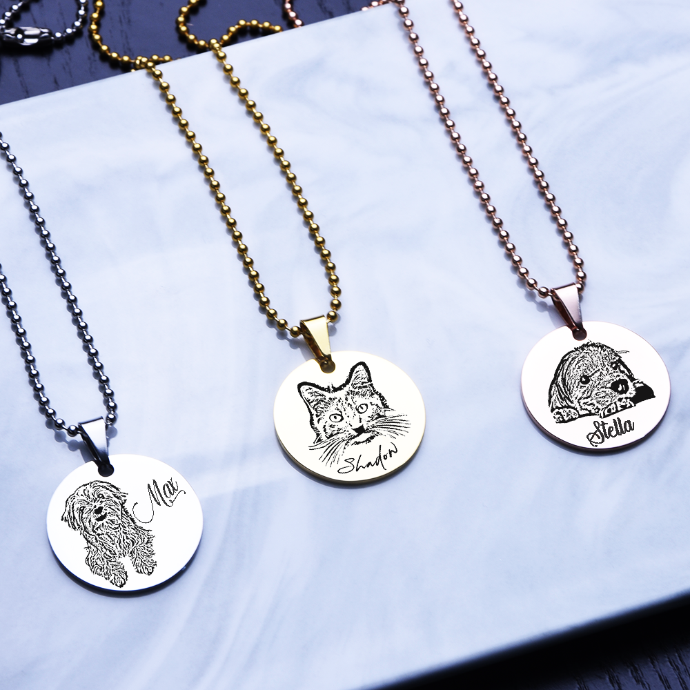 Your Pet Photo Engraved, Pet Memorial Gift, Pet Photo Necklace, Animal Photo Necklace