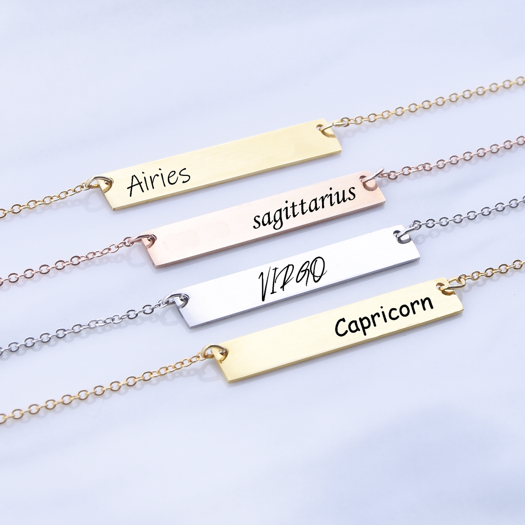 <transcy>Zodiac Bar collier signe du zodiaque collier signe astrologique collier cadeau d&#39;anniversaire</transcy>