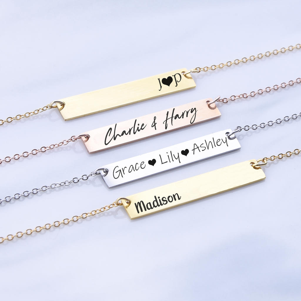 <transcy>Gepersonaliseerde ketting cadeau voor haar gepersonaliseerde Bar ketting voor vrouwen</transcy>