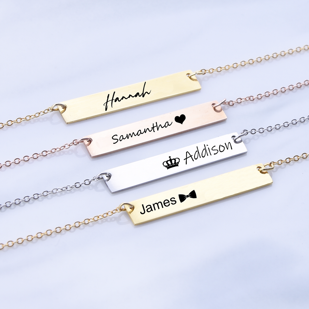 Children's personalized name bar necklace, flower girl gift