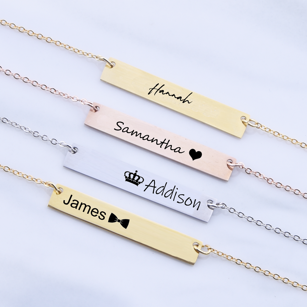 Children's personalized name bar necklace, flower girl gift