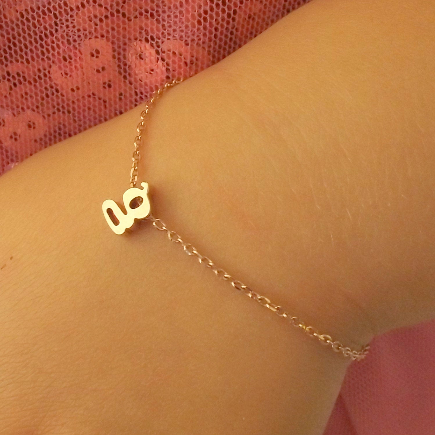 Children's lowercase initial bracelet, flower girl gift, flower