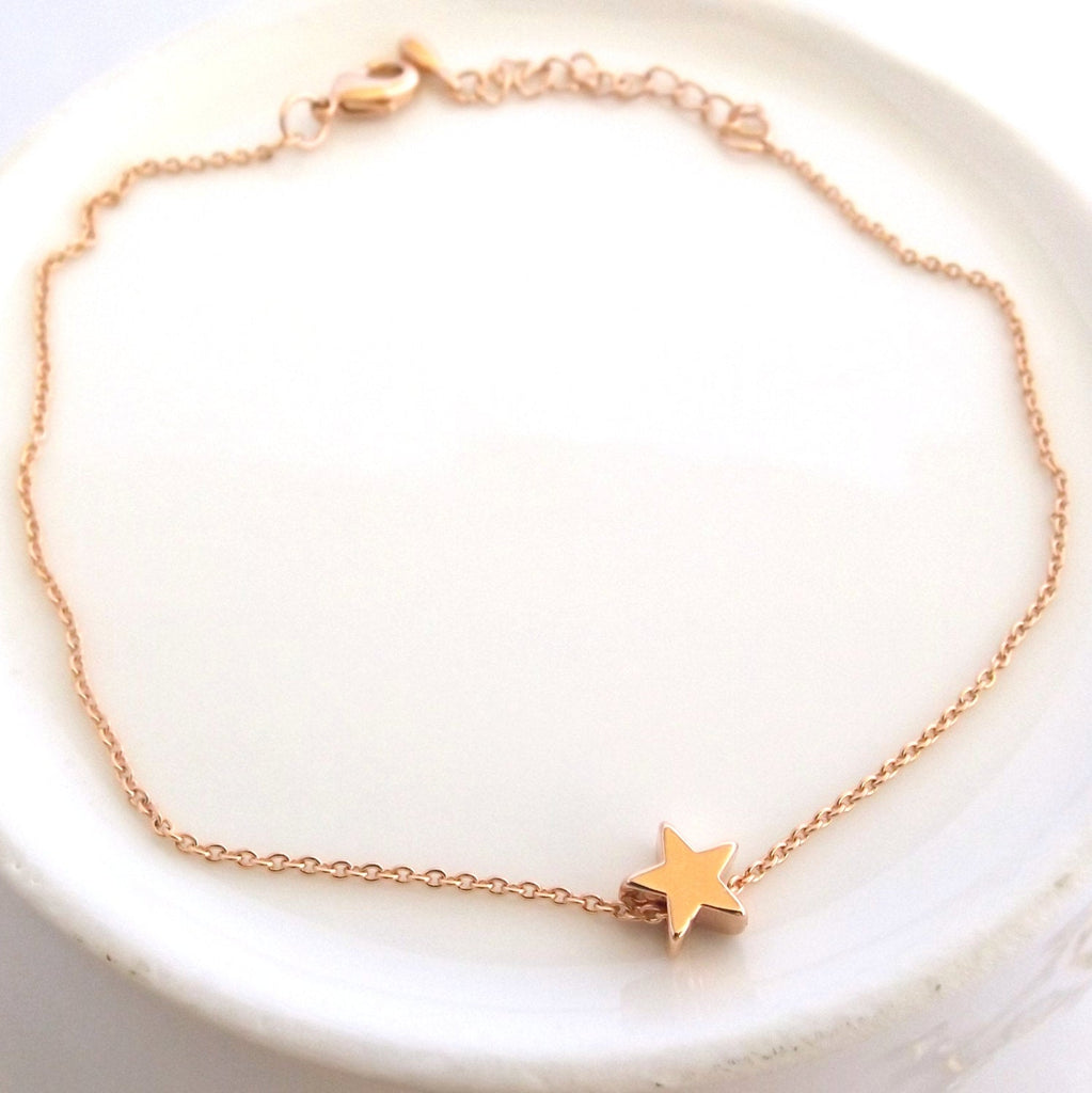 Tiny Star Bracelet-Wedding Jewelry,Bridesmaid Gift-Silver Rose Gold Gold Star Bracelet,Girlfriend Gift