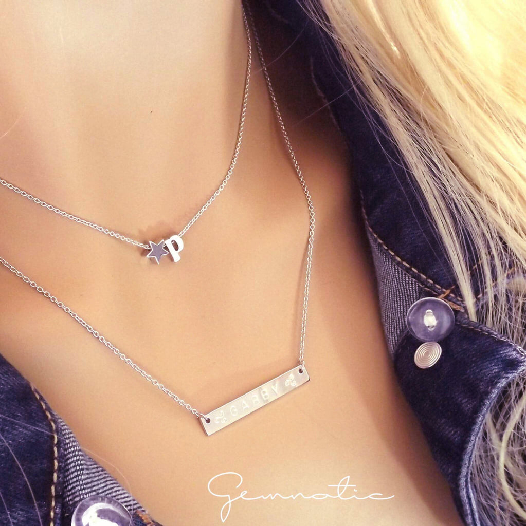 Star & Initial Necklace,Silver Rose Gold Gold,Star Jewellery,Star Jewelry,Teen Gift,Personalized Jewelry Gifts,Bridesmaid Gift Necklace
