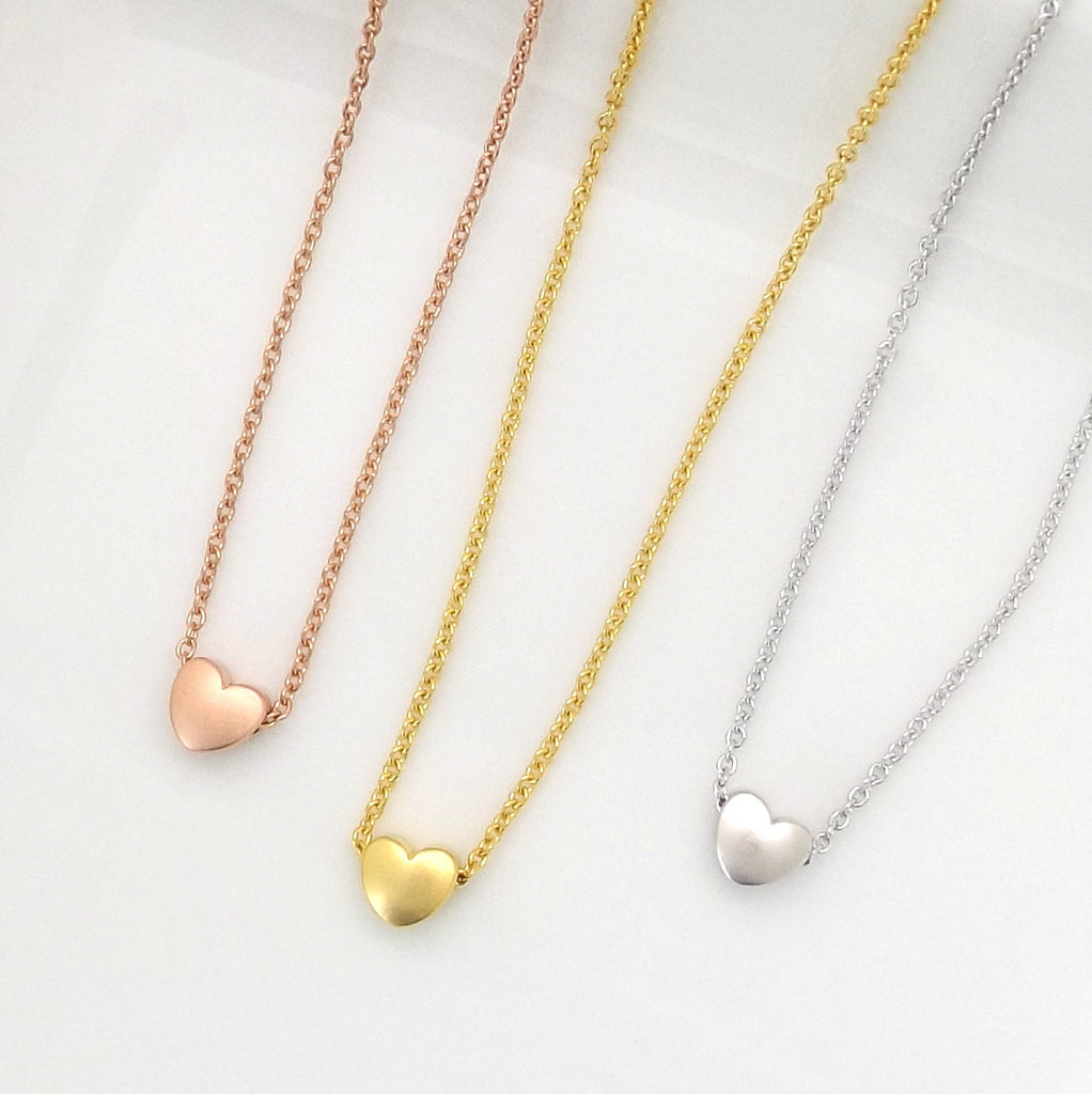 Tiny heart necklace , dainty heart necklace, rose gold heart necklace,bridesmaid gift, valentine gift for her mom sister auntie gift