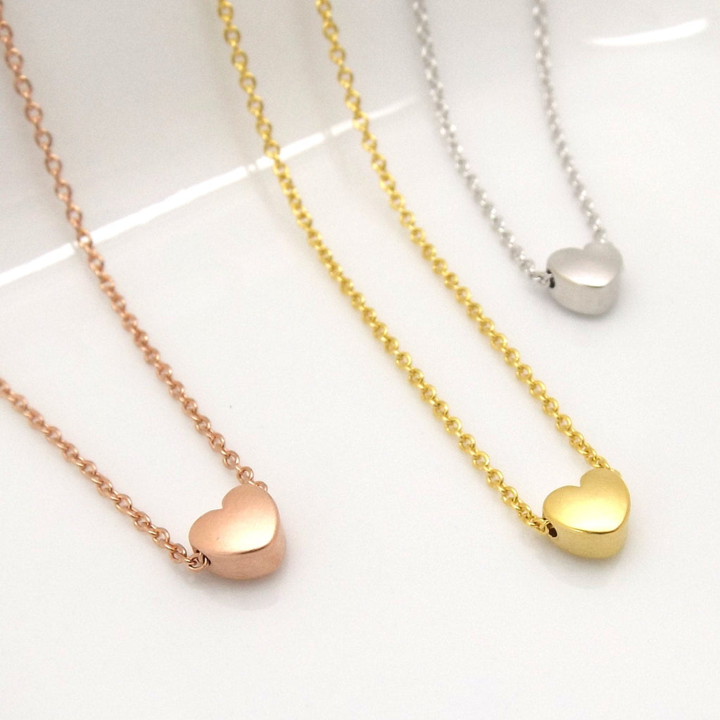 Tiny heart necklace , dainty heart necklace, rose gold heart necklace,bridesmaid gift, valentine gift for her mom sister auntie gift