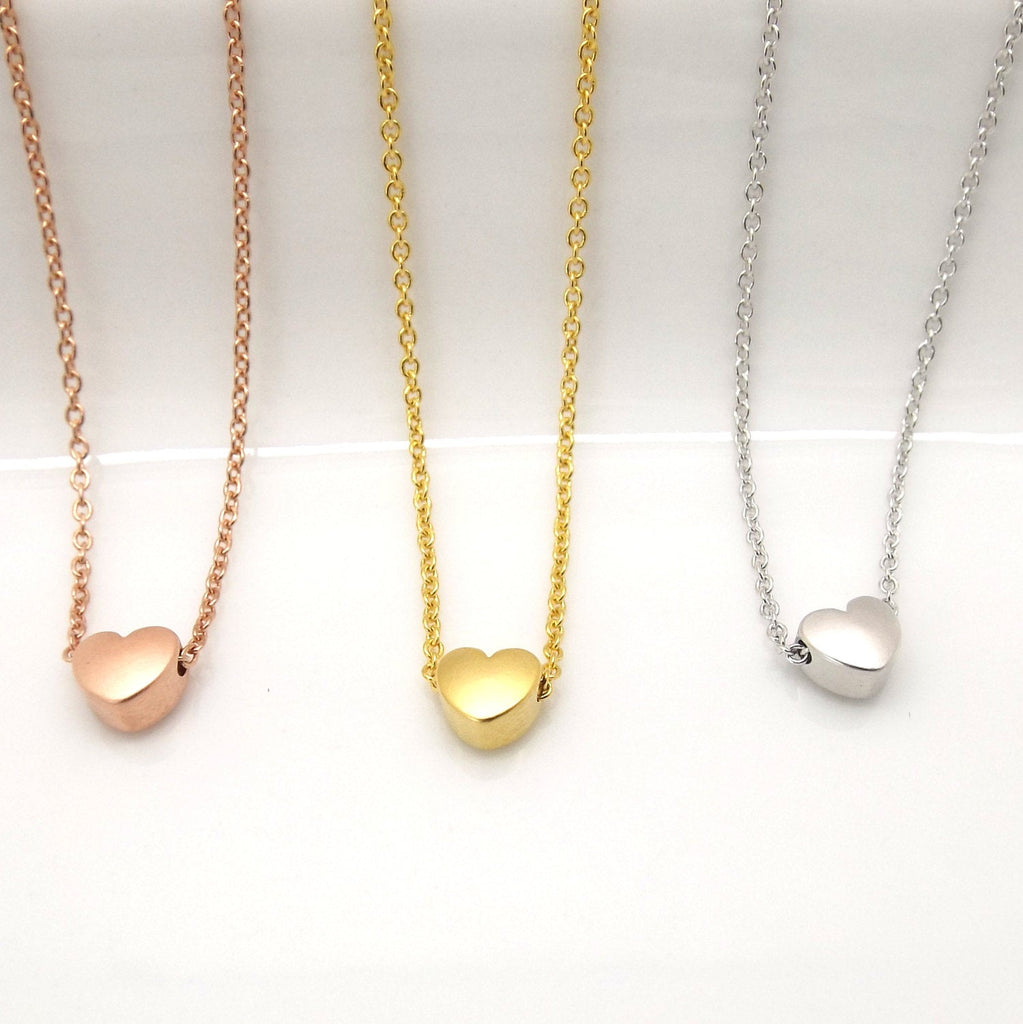 Tiny heart necklace , dainty heart necklace, rose gold heart necklace,bridesmaid gift, valentine gift for her mom sister auntie gift