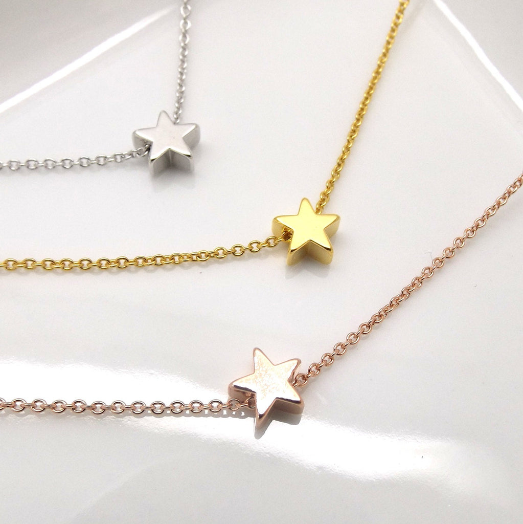 Tiny star necklace- silver rose gold or 16k gold- dainty layering necklace,bridesmaid gift,teen gift,best friend gift celestial jewelry