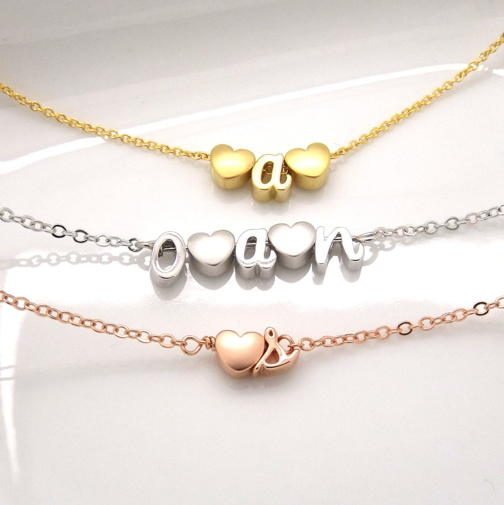 Build your own heart and initial bracelet- personalized mom- mothers bracelet- gifts for mom- kids initial bracelet- mothers day gifts