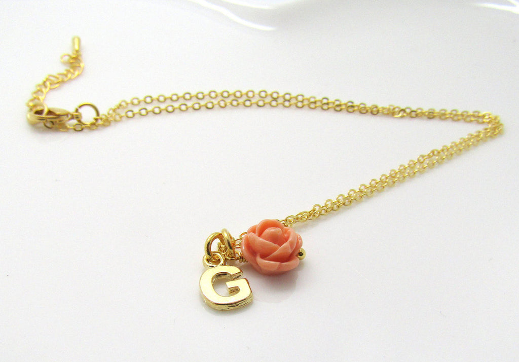 Children's gold initial necklace-personalized flower girl necklace-gold flower girl necklace-flower girl jewelry-flower girl gift-niece gift