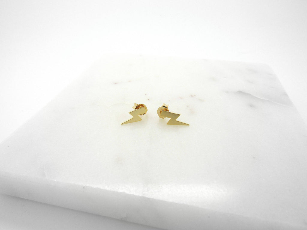 Tiny Thunderbolt Lightning Stud//Sterling Silver or Gold Studs// Tiny Cartilage Stud//Small Minimalist Earrings//Tiny Earrings//Friends Gift