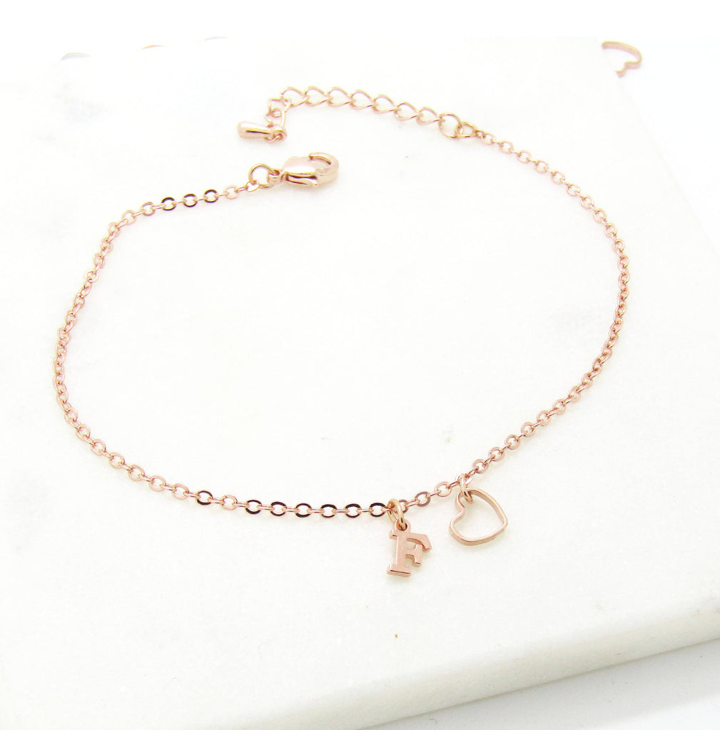 Bridesmaid Gift , Personalized Bridesmaid Bracelet,  Silver Rose Gold Gold Initial Bracelet 