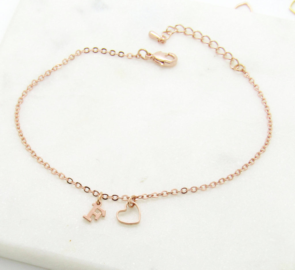 Bridesmaid Gift , Personalized Bridesmaid Bracelet,  Silver Rose Gold Gold Initial Bracelet 