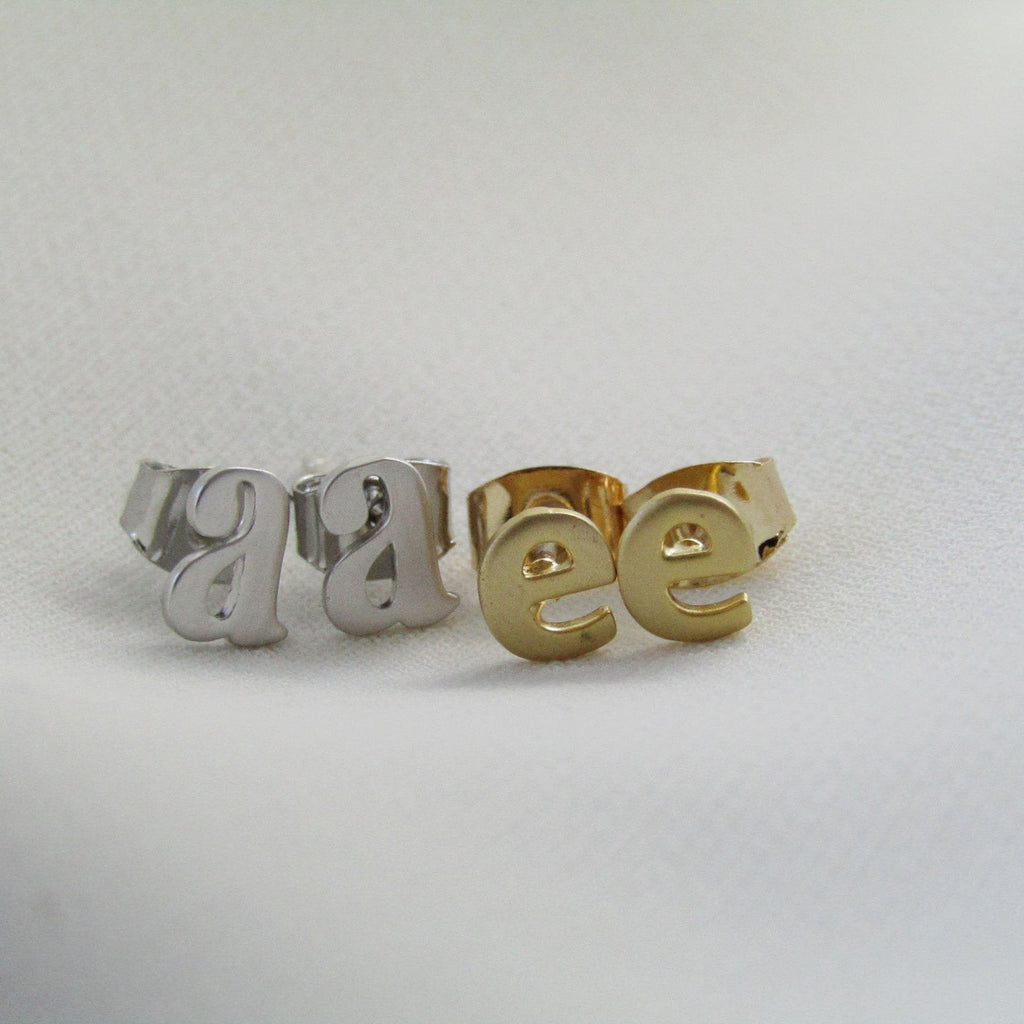 Lowercase Tiny Initial Earrings Studs //Sterling Silver or Gold//Single Cartilage Stud or Pair//Letter Earrings//Bridesmaid Gift//Small Stud
