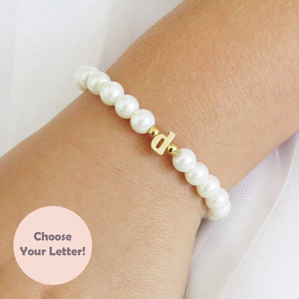 Flower Girl Gift , Gold Lowercase Initial Bracelet For Kids Bracelet