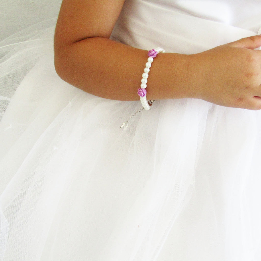 Flower girl gift, Personalised flower girl bracelet,  flower girl gift idea, children's pearl bracelet, wedding jewelry , kids gifts