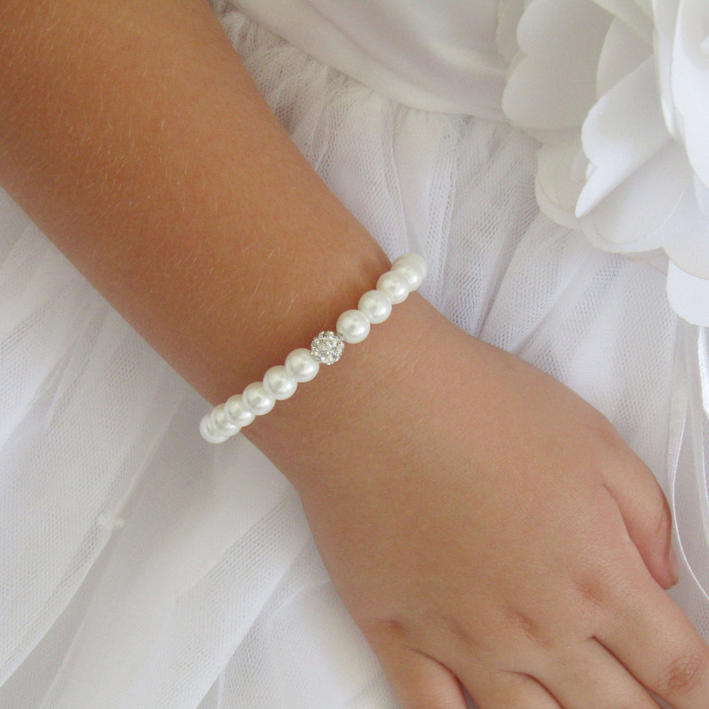 Flower Girl Gift, Baby Child Infant Bracelet Jewelry, Children's Pearl Bracelet, Flower Girl Jewelry,Wedding Jewellery,Flower Girl Keepsake