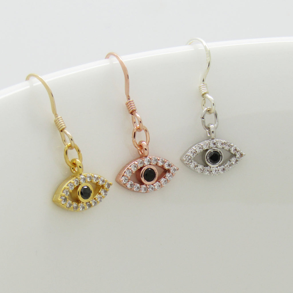 Evil Eye Earrings Greek Evil Eye Earrings Sterling Silver Rose Gold Filled Gold Filled Lucky Eye Earrings Evil Eye Jewellery Good Luck Gifts