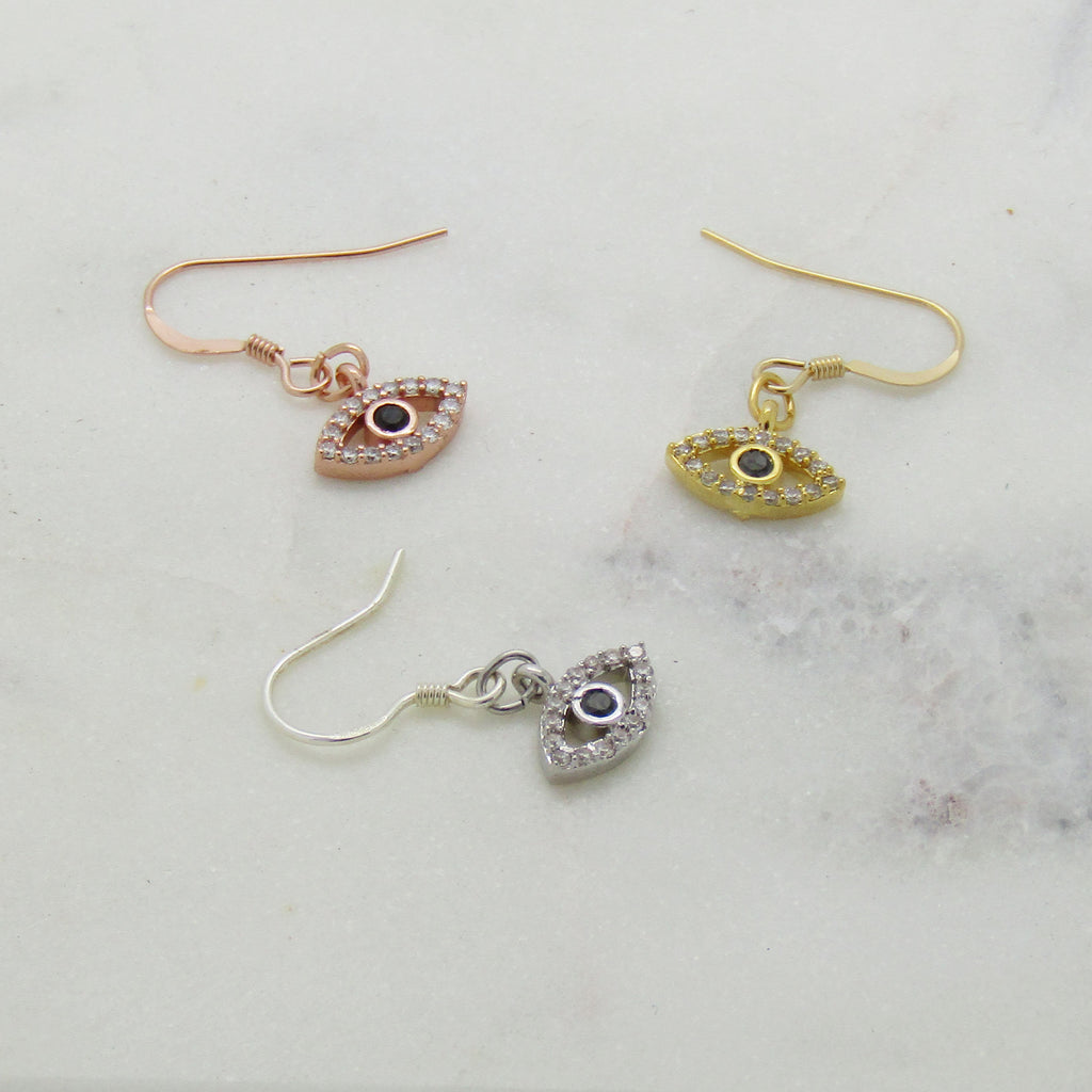 Evil Eye Earrings Greek Evil Eye Earrings Sterling Silver Rose Gold Filled Gold Filled Lucky Eye Earrings Evil Eye Jewellery Good Luck Gifts